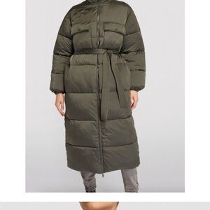 Good American Puffer Coat Longline Belted Puffer  Size XS NWT